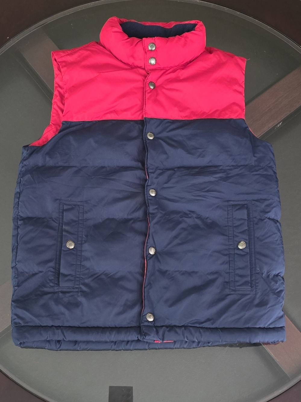 GAP Colorblock Puffer Vest in Navy and Red